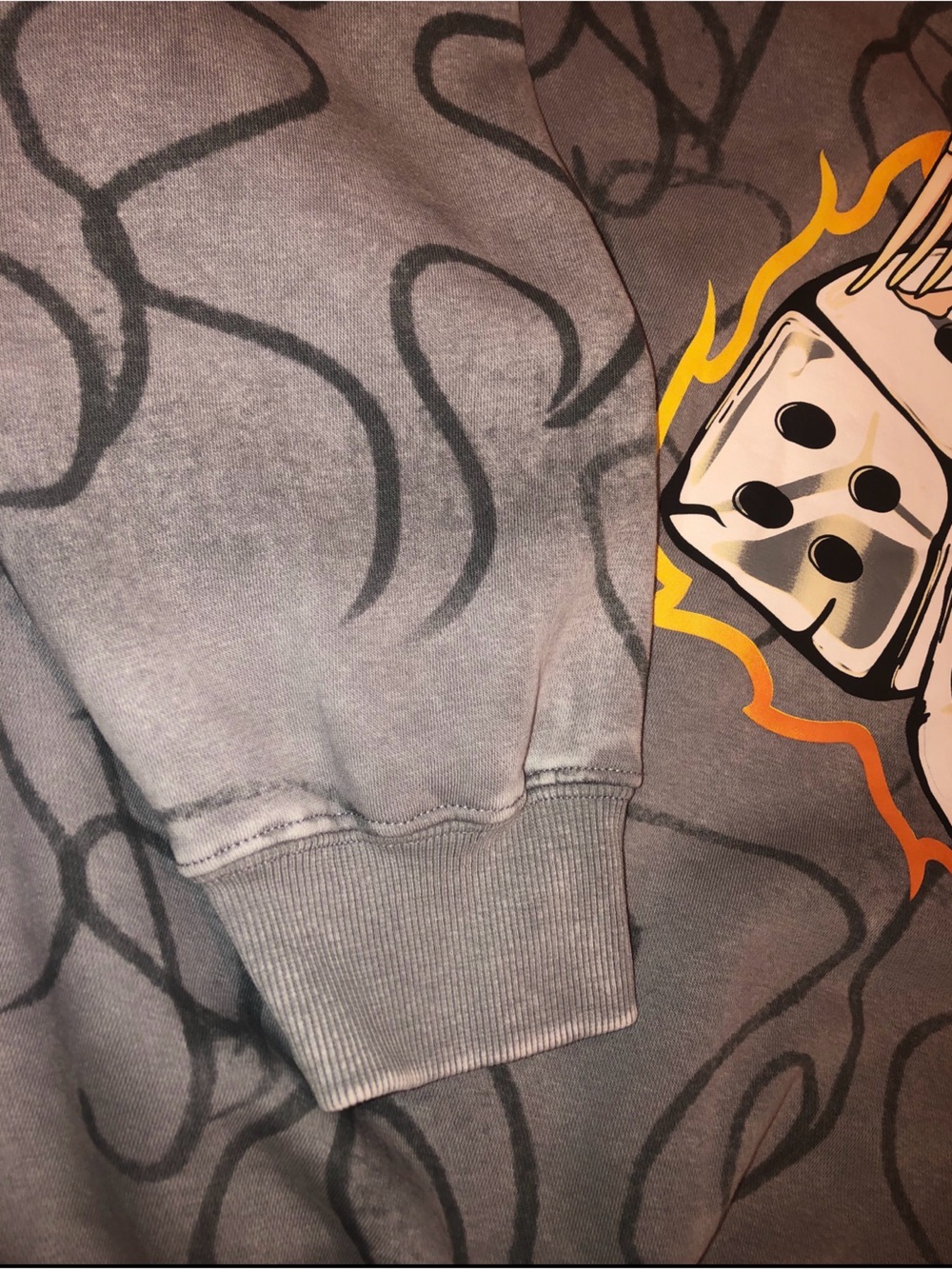 Von Dutch Hoodie Gray with Flame Dice & 8-Ball - Picture 7 of 10
